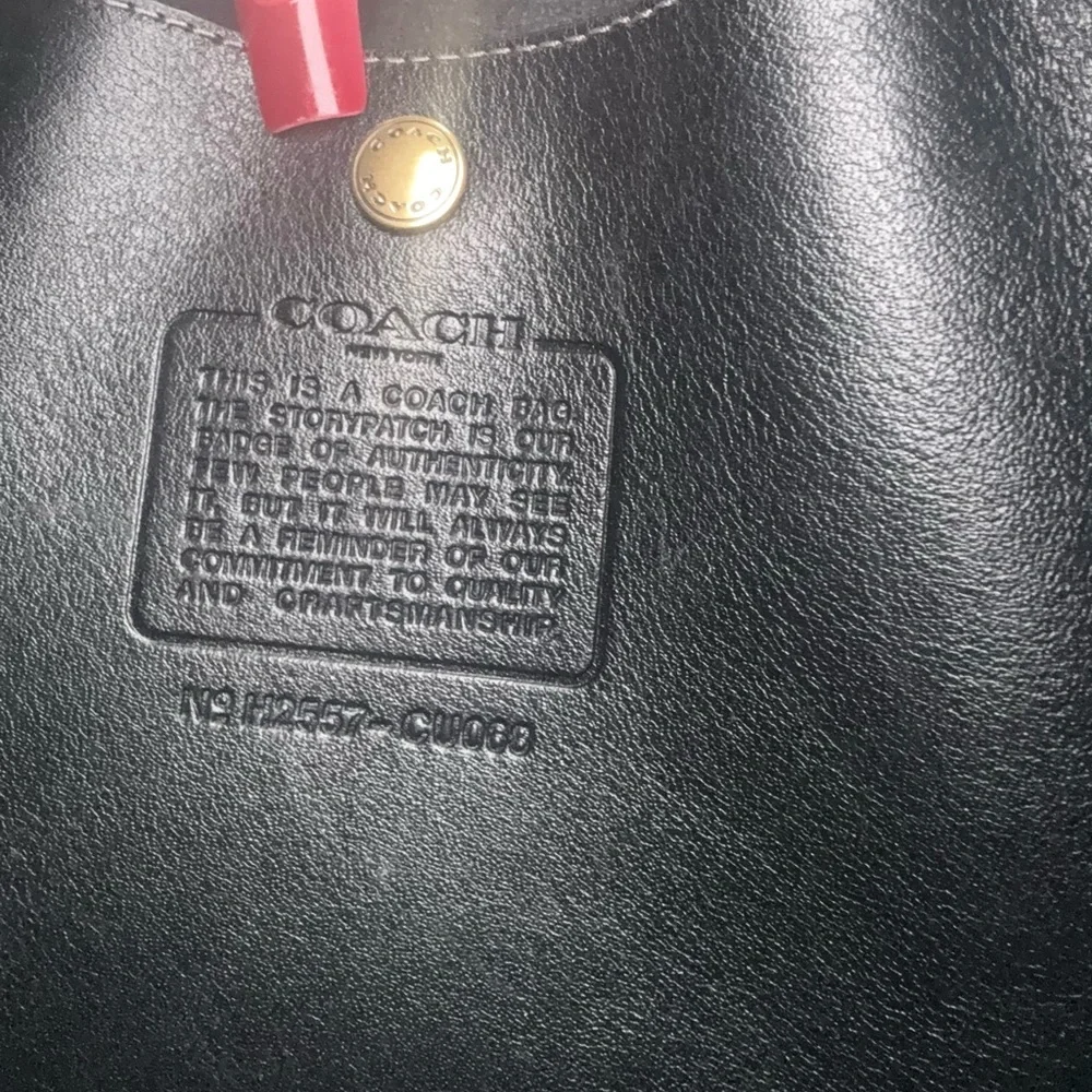 Coach Black Leather Brooklyn 28 with Gold Charm Chain and Pastel Accents - Picture 4 of 4